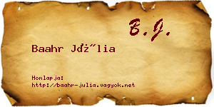 Baahr Júlia névjegykártya